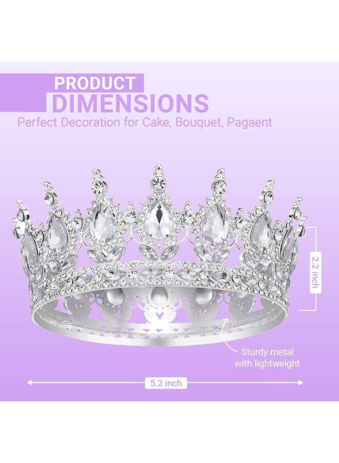 Queenship Crown for Women, Crystal Queen Crown for Birthday Costume Party Celebration, Silver - Image 2
