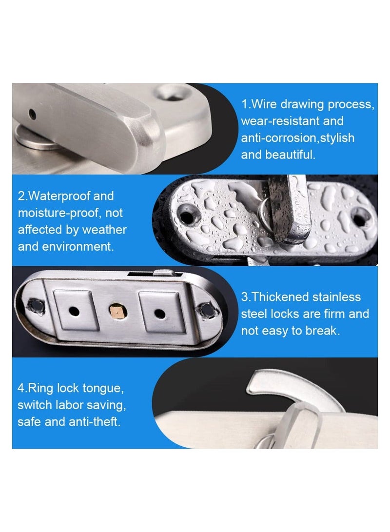 Y&D Stainless Steel Sliding Door Lock, 90 Degree Flip Latch Cam Curved Buckle Barn Moving Right Angle for Wooden Doors,  - Image 2