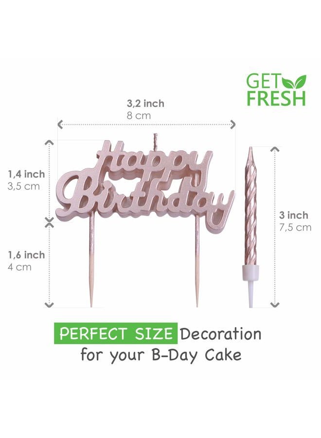 Get Fresh Rose Gold Birthday Cake Candles Set – 10-Pack Spiral Candles and Happy Birthday Candles Cake Topper – Elegant Bday Candles and Letter Candles Cake Decoration – Unique Pink Birthday Candles - Image 2