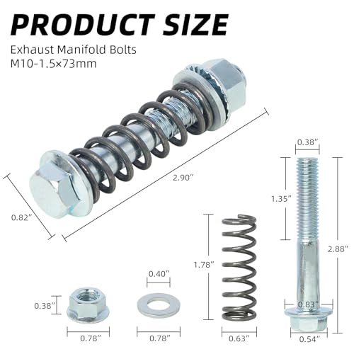 PALOZO 2.5" Exhaust Collector Flange and Donut Gasket Kit, 2 Bolt 2.5 inch/63.5mm Collector Manifold Flange Donut Manifold Gasket with Exhaust Manifold Bolts and Nuts Kit with Springs(2 Pcs Flange) - Image 3