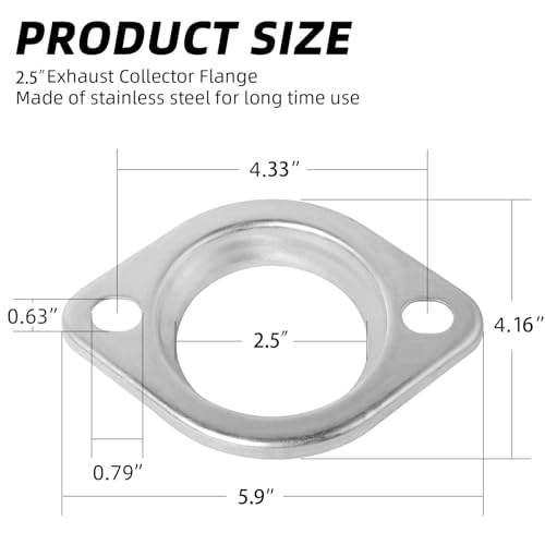 PALOZO 2.5" Exhaust Collector Flange and Donut Gasket Kit, 2 Bolt 2.5 inch/63.5mm Collector Manifold Flange Donut Manifold Gasket with Exhaust Manifold Bolts and Nuts Kit with Springs(2 Pcs Flange) - Image 2
