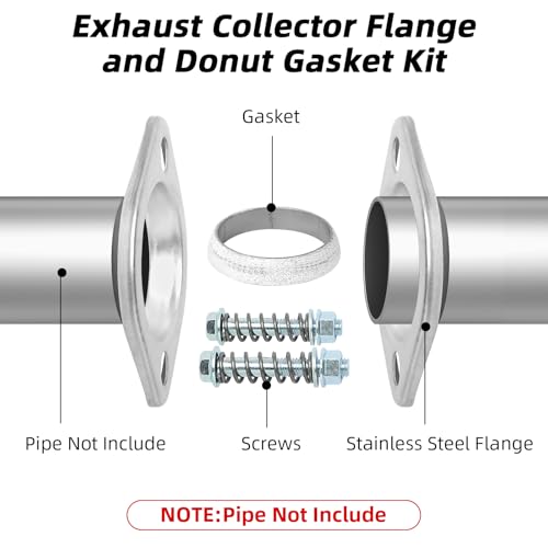 PALOZO 2.5" Exhaust Collector Flange and Donut Gasket Kit, 2 Bolt 2.5 inch/63.5mm Collector Manifold Flange Donut Manifold Gasket with Exhaust Manifold Bolts and Nuts Kit with Springs(2 Pcs Flange) - Image 4
