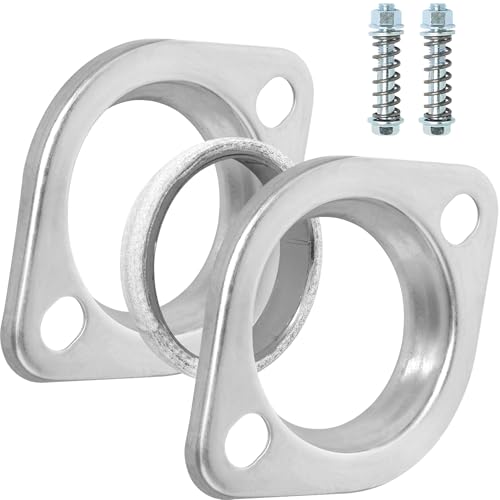 PALOZO 2.5" Exhaust Collector Flange and Donut Gasket Kit, 2 Bolt 2.5 inch/63.5mm Collector Manifold Flange Donut Manifold Gasket with Exhaust Manifold Bolts and Nuts Kit with Springs(2 Pcs Flange) - Image 1