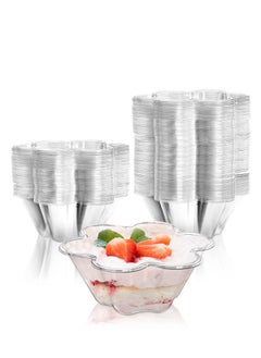 Plastic Ice Cream Bowls 100 Pack Disposable Dessert Serving Bowl for Sundae Chocolate Desserts Appetizers Dessert Shot Glasses