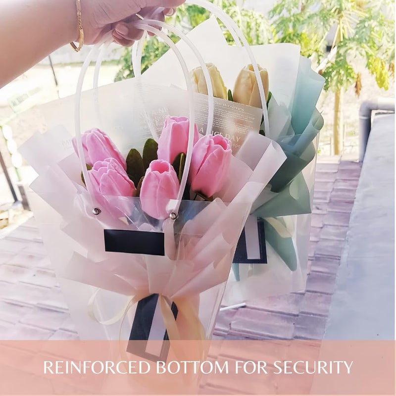 BBJ WRAPS Clear Flower Bouquet Bags With Handle Florist Shop Packaging Supplies, 5 Pcs (5.1 * 10.4 * 13.8 inch) - Image 4