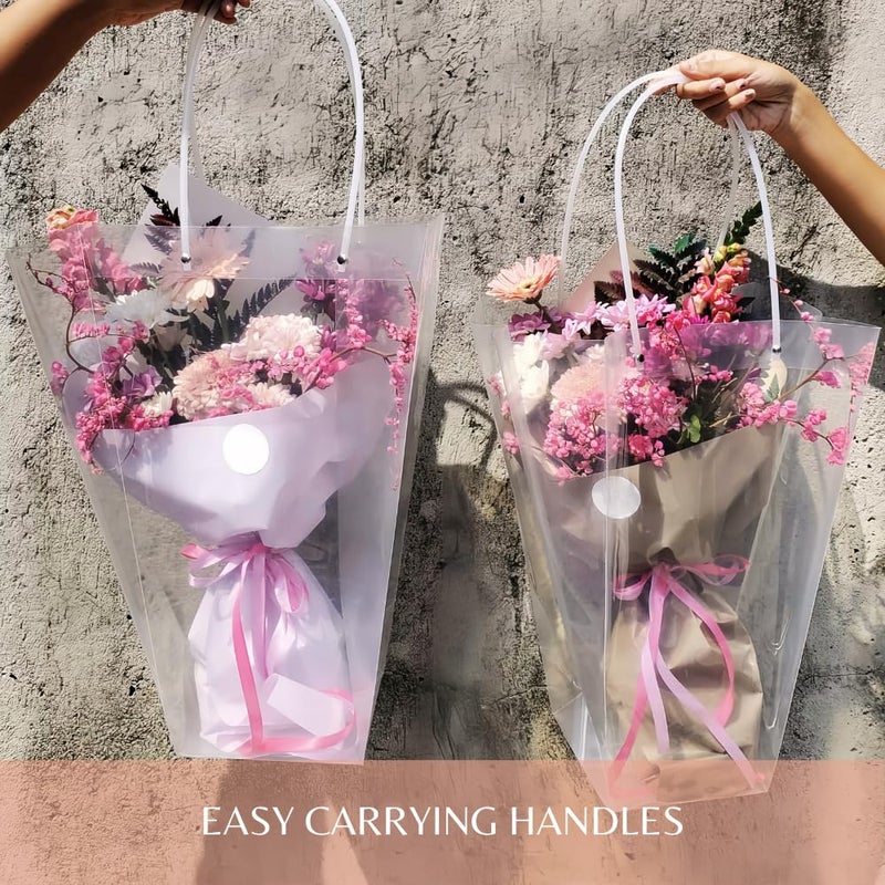 BBJ WRAPS Clear Flower Bouquet Bags With Handle Florist Shop Packaging Supplies, 5 Pcs (5.1 * 10.4 * 13.8 inch) - Image 3