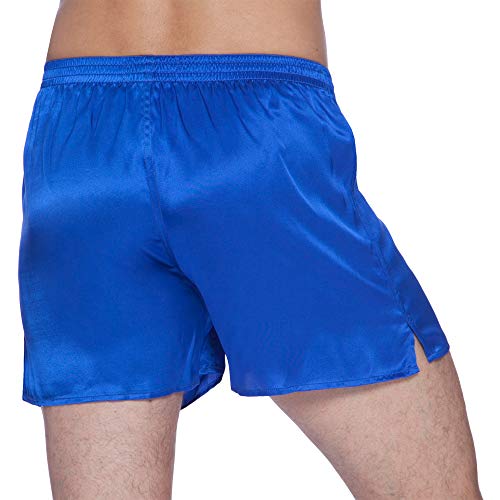 Intimo Men's Classic Silk Boxers, Royal Blue, Small - Image 3