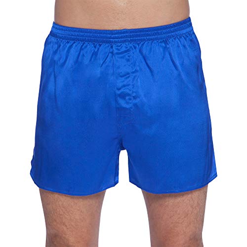 Intimo Men's Classic Silk Boxers, Royal Blue, Small - Image 1