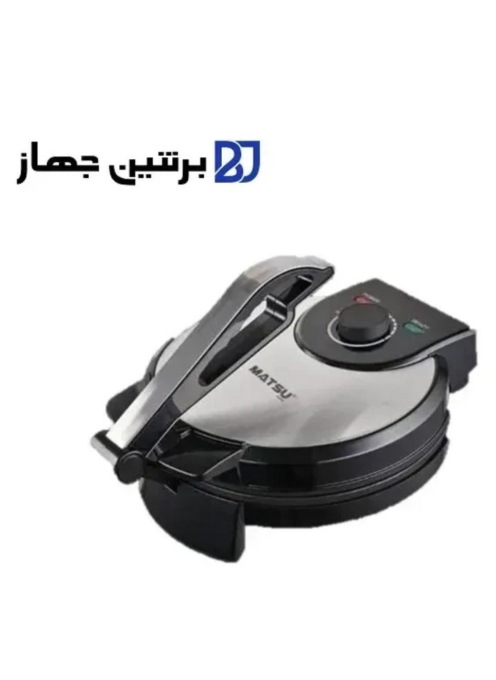 Generic - MATSU 10-Inch Electric Roti Maker – 1200W Powerful Non-Stick Chapati and Flatbread Press with Durable Stainless Steel Body, Adjustable Temperature Control for Soft or Crispy Rotis, Dual Power & Ready Indicator Lights, Safety Lock, Easy-Clean Plates, Instruction Manual – 220-240V Kitchen Appliance Ideal for UAE Homes - Image 1