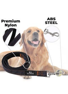 Kuber Industries Dog Collar Belt & Harness With Adjustable Leash|Premium Demin Fabric|Metal Hooks|Pdmgl-013-08|Comfortable Grip|Double Stitched Belt With Soft Padding |Black  - Image 4