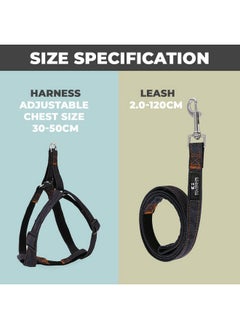 Kuber Industries Dog Collar Belt & Harness With Adjustable Leash|Premium Demin Fabric|Metal Hooks|Pdmgl-013-08|Comfortable Grip|Double Stitched Belt With Soft Padding |Black  - Image 5