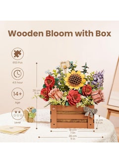 Robotime Rowood Wooden Bloom Box DIY 3D Puzzle TW02H Premium 3D Puzzle Building Kits for Adults & Teens - Decorative Home Décor, Ramadan & Holiday Gift (Eid and Birthday) for Puzzle Enthusiasts, Stress Relief STEM Project  - Image 1