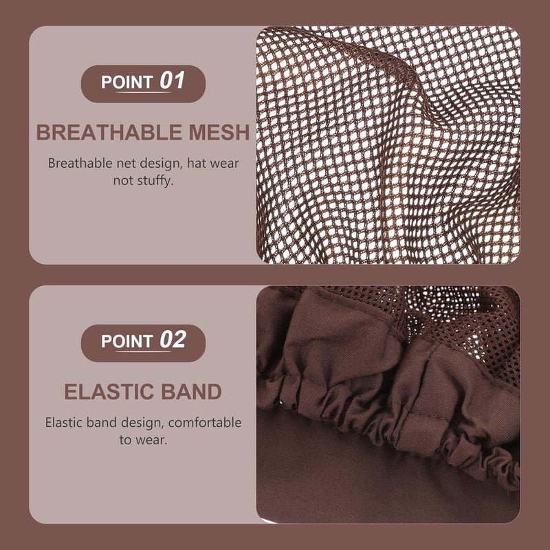 Breathable Cotton Hat Cap Wide-Brimmed Elastic Hair Loss Protection Net for Home Use Women’s Mesh Safety Hair Cover Coffee Color - Image 5