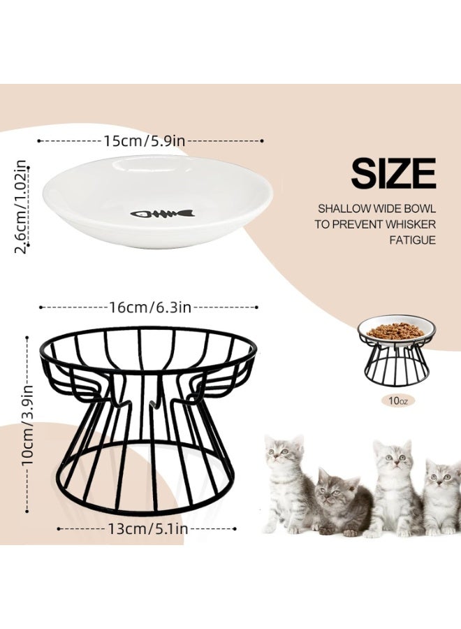 Cat Bowl, السيراميك رفع وعاء طعام القط,ارتفع وعاء الحيوانات الأليفة, حماية العمود الفقري الحيوانات الأليفة جعل القطط تشعر بالراحة - Image 3