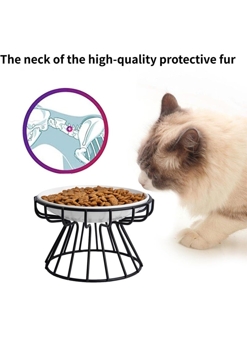 Cat Bowl, السيراميك رفع وعاء طعام القط,ارتفع وعاء الحيوانات الأليفة, حماية العمود الفقري الحيوانات الأليفة جعل القطط تشعر بالراحة - Image 4