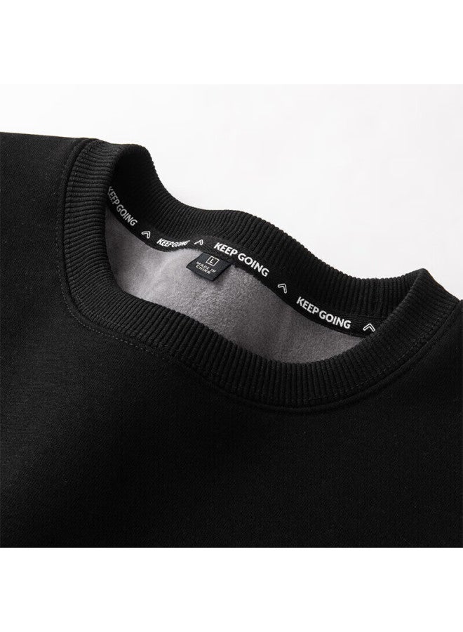 Geniolamode Men's Round Neck Hoodie Without Hat Fashion Brand Teenage Boys Pullover Long Sleeve Top Black L - Image 1