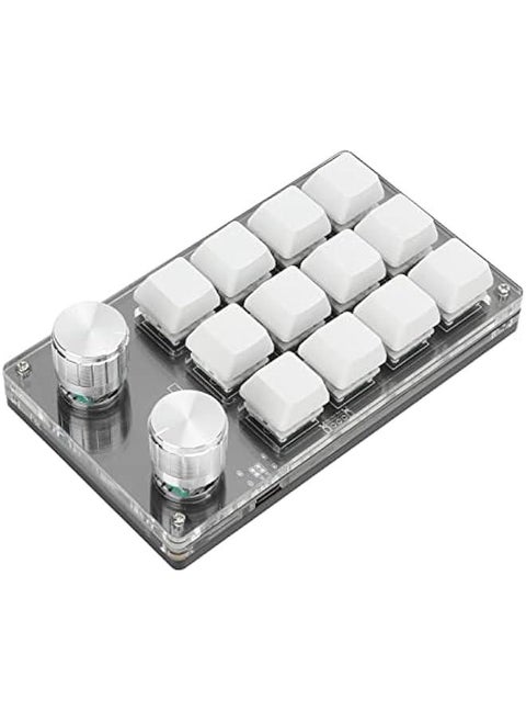 One Handed Mechanical Keyboard 12 Key RGB Gaming Keyboard DIY Programmable Keypad for Office Gaming Lab(Black White)