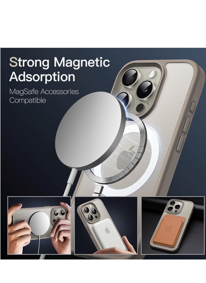 Denx - Magnetic Case for iPhone 15 Pro Max [Shockproof & Slim] Matte Hard Back Cover with high-Grade Protection | Titanium - Image 1