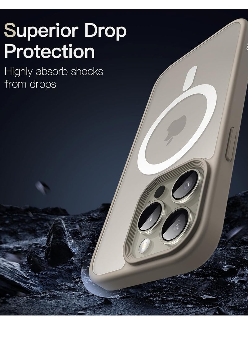 Denx - Magnetic Case for iPhone 15 Pro Max [Shockproof & Slim] Matte Hard Back Cover with high-Grade Protection | Titanium - Image 1