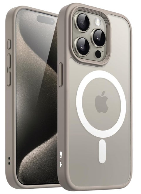 Magnetic Case for iPhone 15 Pro Max [Shockproof & Slim] Matte Hard Back Cover with high-Grade Protection | Titanium