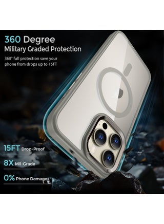 Magnetic Case for iPhone 15 Pro Max [Shockproof & Slim] Clear Hard Back Cover with high-Grade Protection | Natural Titanium - view 2