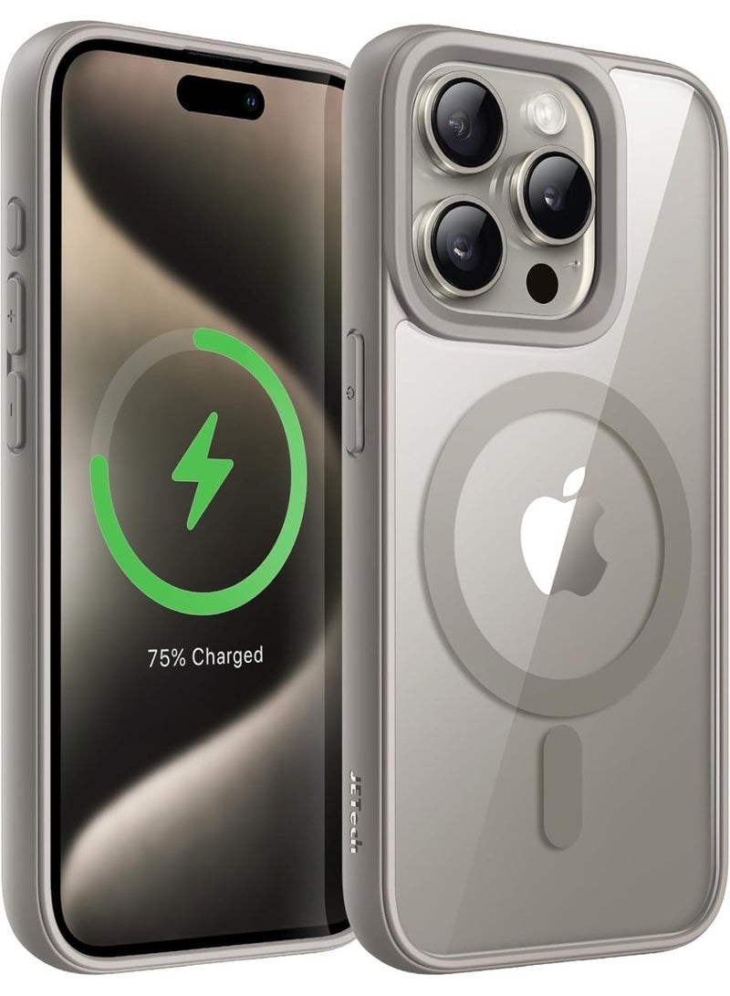 ACLIX Magnetic Case for iPhone 15 Pro Max [Shockproof & Slim] Clear Hard Back Cover with high-Grade Protection | Natural Titanium - Image 1