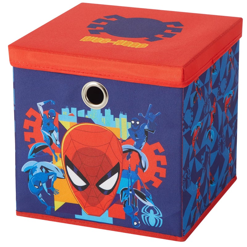 Idea Nuova Marvel Spiderman Collapsible Fabric Storage Cube10 Organizer Bin with Lid for Bedroom Playroom and Closet - Image 2