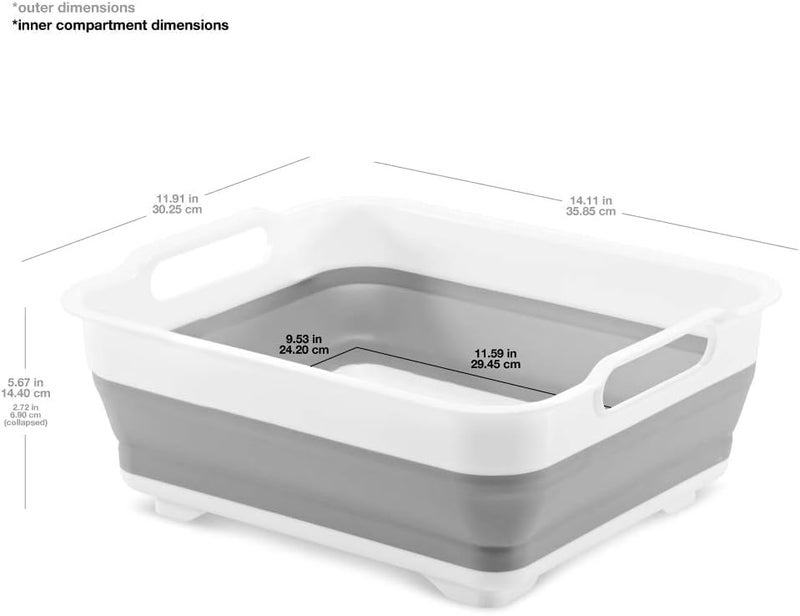 madesmart Collapsible Wash Basin, Foldable Sink Basin for Washing Dishes, Bowls, Cutlery & Produce, Space-Saving Pop-Up Design with Easy-Grip Handles, Portable Kitchen & Camping Basin, White - Image 4