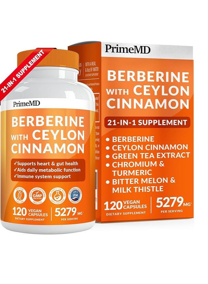 برايم إم دي مكمل بربارين 21 في 1 مع قرفة سيلان 5279 مجم لكل توفير 120 كبسولة