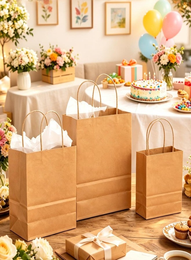 qiqee 100-Packs Brown Paper Gift Bags with Handles Bulk Assorted Sizes(33pcs Large 13", 33pcs Medium 11", 34pcs Small 8" - Image 5