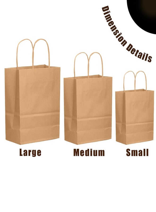 qiqee 100-Packs Brown Paper Gift Bags with Handles Bulk Assorted Sizes(33pcs Large 13", 33pcs Medium 11", 34pcs Small 8" - Image 4