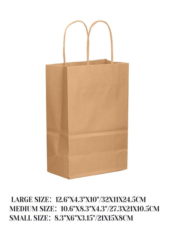 qiqee 100-Packs Brown Paper Gift Bags with Handles Bulk Assorted Sizes(33pcs Large 13", 33pcs Medium 11", 34pcs Small 8" - Image 2