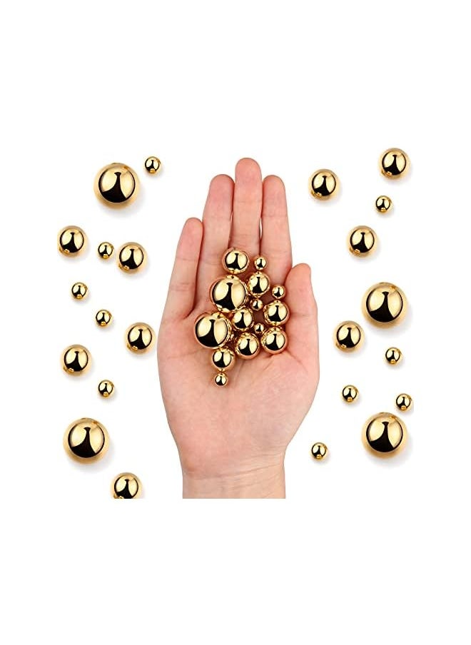 The Bros 150 Pieces Vase Filler Faux Pearls Vase Makeup Beads No Hole Gloss Bead Mixed Sizes Round Pearl for Home Party Wedding Decor, 8/14/20 mm(Gold)  - Image 3