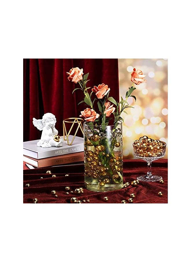 The Bros 150 Pieces Vase Filler Faux Pearls Vase Makeup Beads No Hole Gloss Bead Mixed Sizes Round Pearl for Home Party Wedding Decor, 8/14/20 mm(Gold)  - Image 5