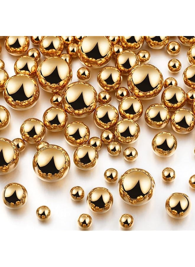 The Bros 150 Pieces Vase Filler Faux Pearls Vase Makeup Beads No Hole Gloss Bead Mixed Sizes Round Pearl for Home Party Wedding Decor, 8/14/20 mm(Gold)  - Image 1