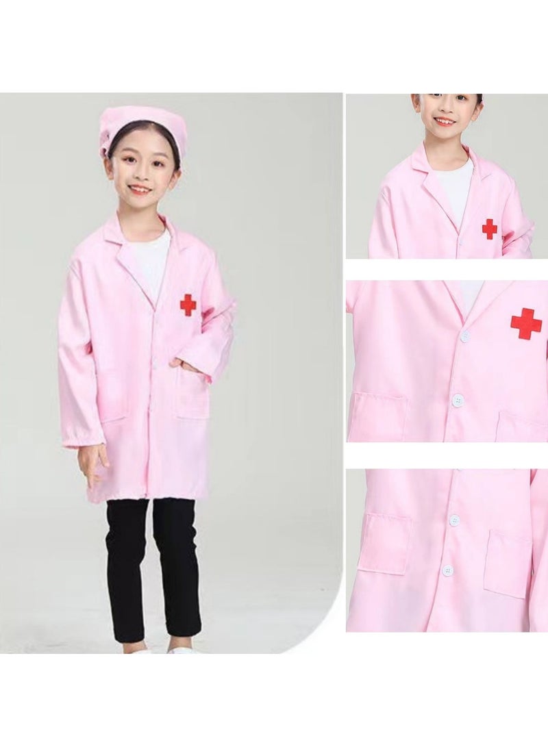 AUTOYSUR Kids Cosplay Set Doctor Dress up for Toddlers Nurse Costume Costume Accessories Suitable for Theme Party Cosplay Costume (Pink) - Image 1