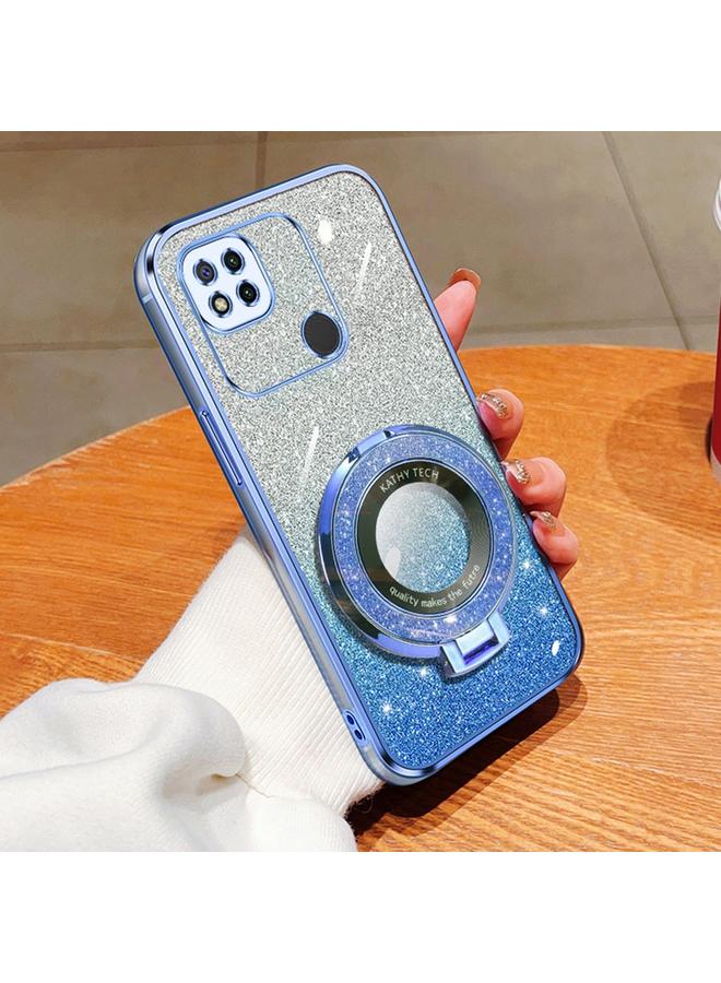 S-TOP Case For Redmi 10A / 9C Plated Gradient Glitter Round Holder TPU Phone Case - Image 1