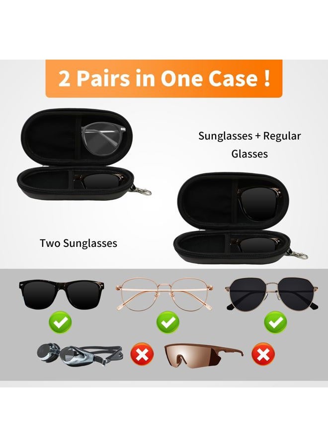 FlyingMage Double Eyeglasses Case, Hard Shell Dual Sunglasses Organizer with Zipper Clip Travel Glasses Storage for Women Men, Multicolor Paw, One size - Image 2