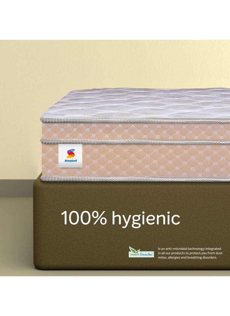 Sleepwell Sleepwell Spring Fresh Classic | White | 3 Zone Profiled Resitec Foam | Single Bed Size | Pocket Spring | Neem Fresche Technology | Anti Sag Mattress (200L x 90W x 25H cm) | Thickness 25 cm  - Image 4