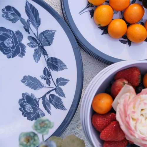 Zayton Melamine Dinnerware Set 12-Piece for 4 Dish Set Plates Bowls Unbreakable Dishware for Indoor Outdoor Use Lightweight Durable for Camping Picnics Parties Dark blue - Image 4