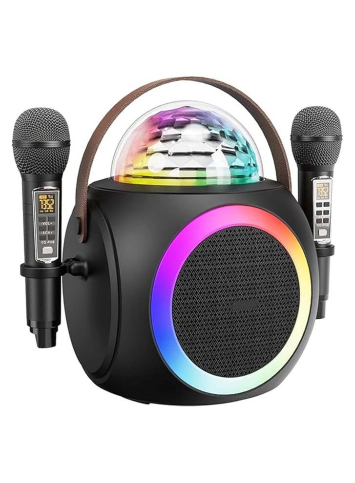 Karaoke Machine – Party-Ready Bluetooth Speaker with UHF Wireless Microphones and Disco Ball LED Lights - Image 1