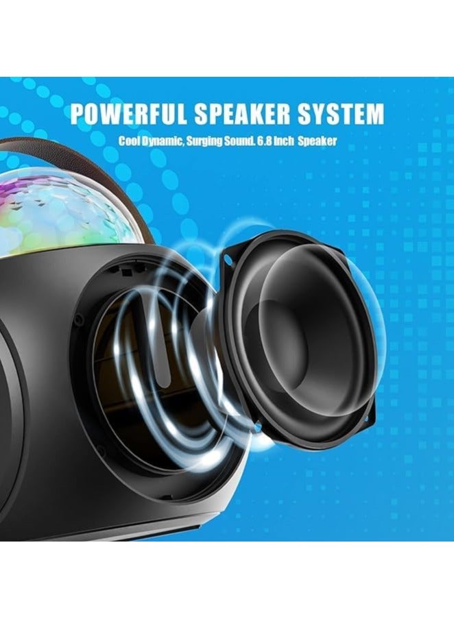 Karaoke Machine – Party-Ready Bluetooth Speaker with UHF Wireless Microphones and Disco Ball LED Lights - Image 4