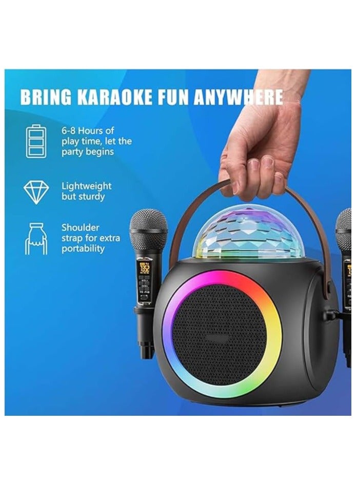 Karaoke Machine – Party-Ready Bluetooth Speaker with UHF Wireless Microphones and Disco Ball LED Lights - Image 3