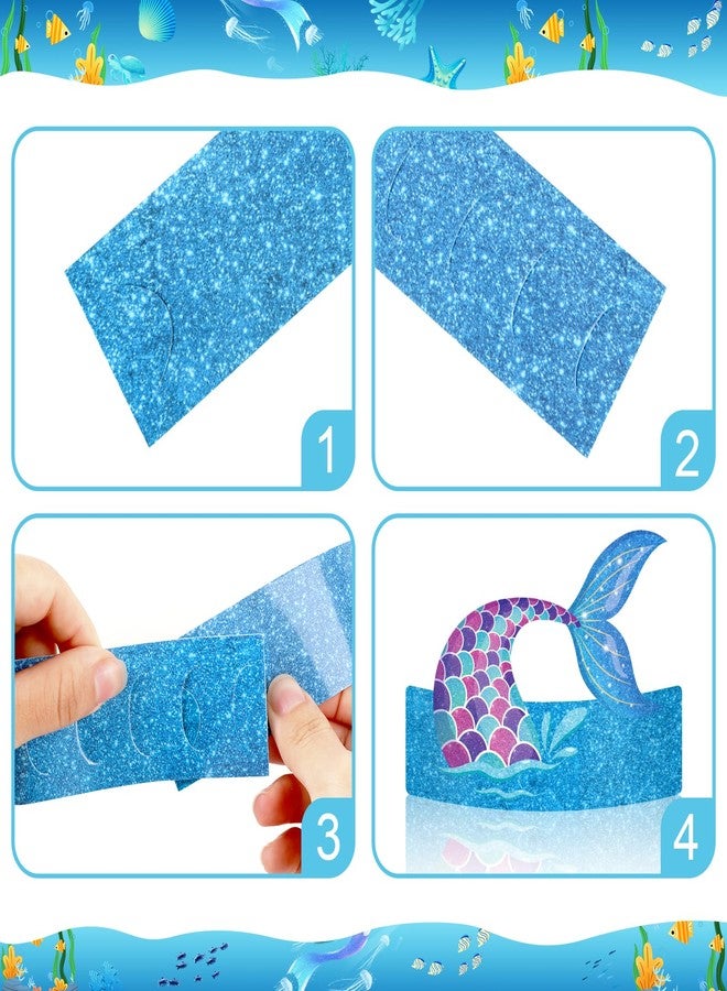Adecortalk 36 Pcs Mermaid Party Favor Hats Mermaid Party Hats for Kids Birthday Headbands Adjustable Paper Crown for Girls Kids Under The Sea Ocean Birthday Party Decorations Supplies - Image 4