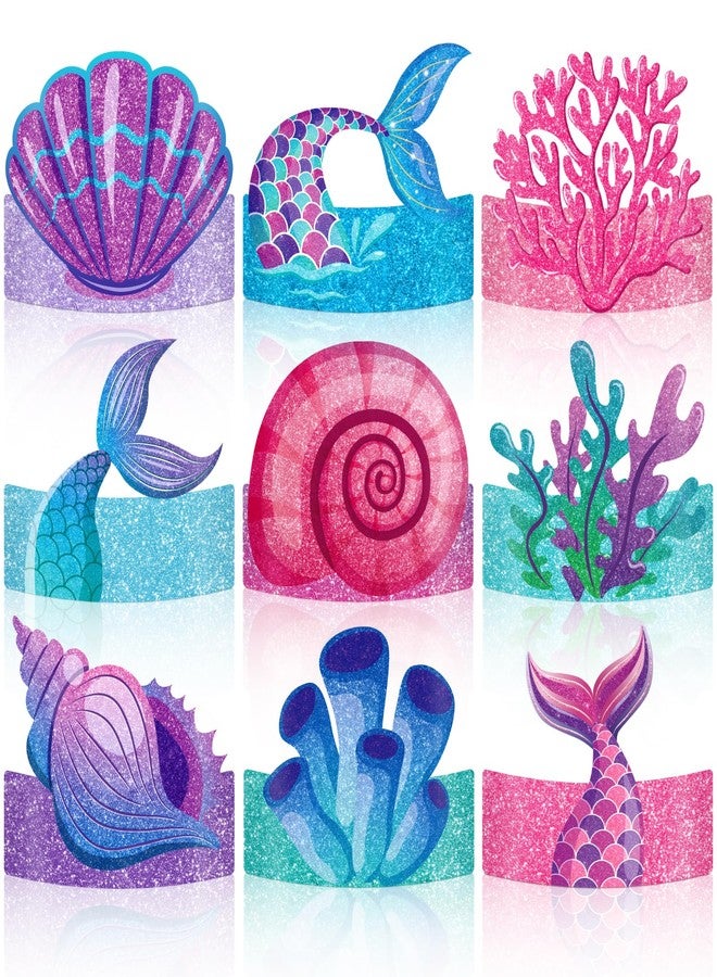 Adecortalk 36 Pcs Mermaid Party Favor Hats Mermaid Party Hats for Kids Birthday Headbands Adjustable Paper Crown for Girls Kids Under The Sea Ocean Birthday Party Decorations Supplies - Image 1