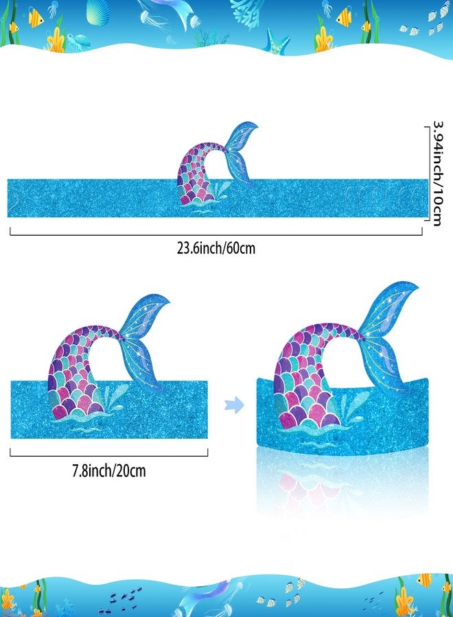 Adecortalk 36 Pcs Mermaid Party Favor Hats Mermaid Party Hats for Kids Birthday Headbands Adjustable Paper Crown for Girls Kids Under The Sea Ocean Birthday Party Decorations Supplies - Image 3