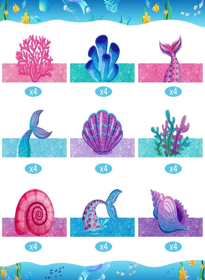 Adecortalk 36 Pcs Mermaid Party Favor Hats Mermaid Party Hats for Kids Birthday Headbands Adjustable Paper Crown for Girls Kids Under The Sea Ocean Birthday Party Decorations Supplies - Image 2