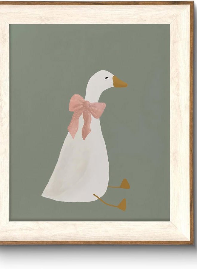 ASTRDECOR Silly Goose Wall Art, Cute Goose Print with Coquette Pink Bow, Farm Animal Canvas Poster for Bedroom, Nursery, Apartment, Aesthetic Animal Decor, Funny Goose Artwork, 10x12 Inch Print - Image 1