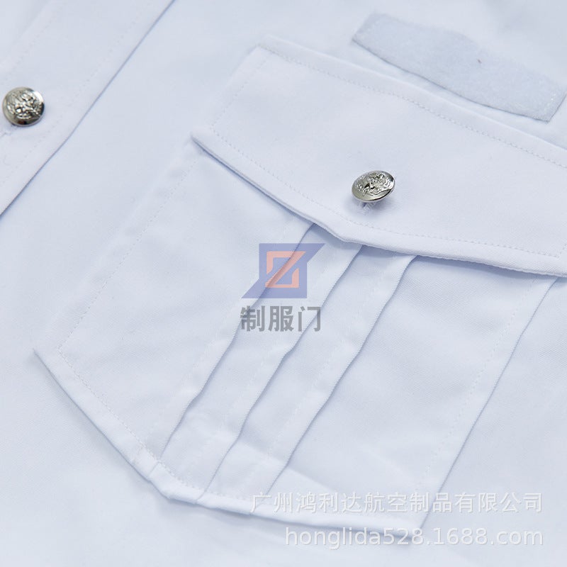 Airport 10 Security Check White Long-Sleeved Shirt Jacket Shirt Aviation Training Trainees Security Check - Image 5