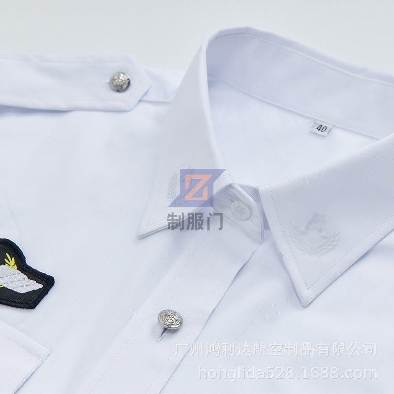 Airport 10 Security Check White Long-Sleeved Shirt Jacket Shirt Aviation Training Trainees Security Check - Image 4